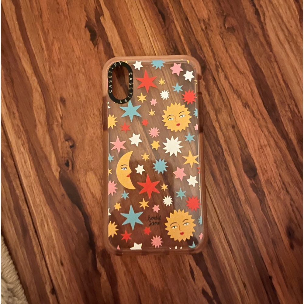 casetify pink/clear iphone x sun moon and stars by bodil jane impact phone case